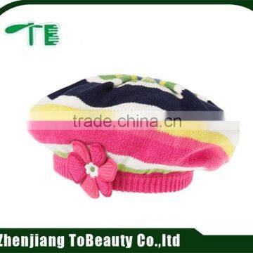 colorful girl beret with flower