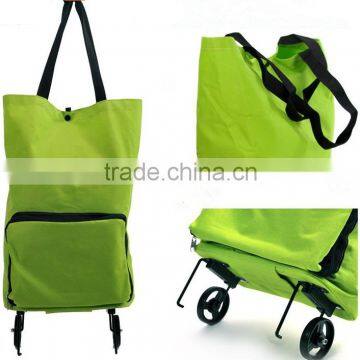 2015 New design Japanese style foldable shopping bag with two wheel