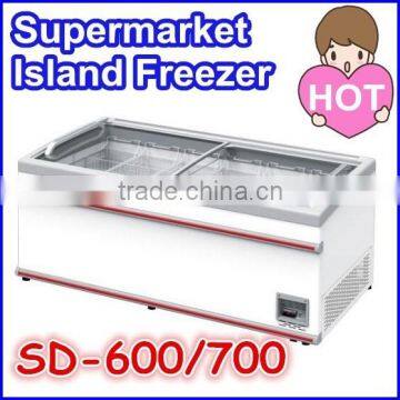 glass door chest freezer seafood frozen foods island freezer