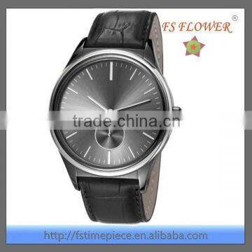 FS FLOWER - High Polished Classic Sapphire Crystal Men's Leather Quartz Watch