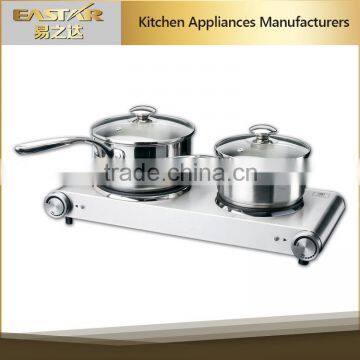 Germany design european market hot sale stainless steel double burner electric stove hot plate