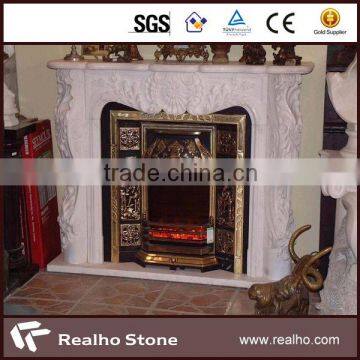 hot sale China fireplace carved statue pure white marble fireplace