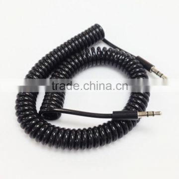 Aux retractile retactable 3.5mm male to male coiled connector plug cable