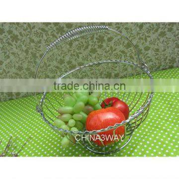 large round fruit mesh basket chromed