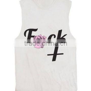 China wholesale printed design sleeveless tank top/ladies top chest printing