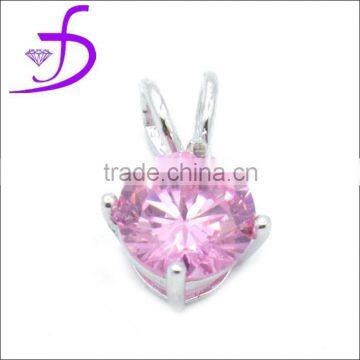 Wholesale 925 sterling silver jewelry single pink stone pendant