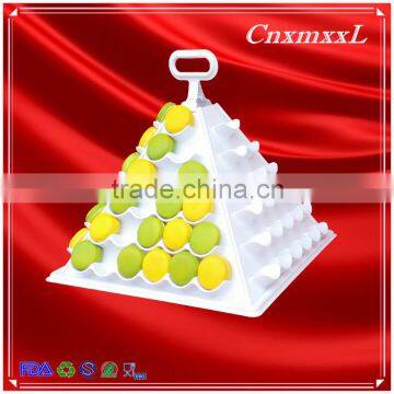 hot sells new style wholesale 6 tier plastic Macaron pyramid tower display stand &patented customizable Macaron packaging