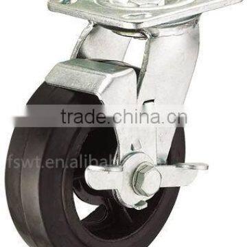 Roller Bearing Swivel With Brake Rubber Industrial Casters For Trolley