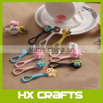 2016 new fashion cartoon design silicone cord tie Soft Silicone Earbud Cord Wire Winder Cable Winder