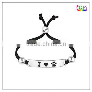 Customized logo egraved wrap leather rectangle bracelet