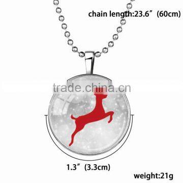 2016 Luminous Winter New Fashion Silver Chain Sweater Jewelry Animal Pictures Pendant Christmas Glow Elk Necklaces photo-2