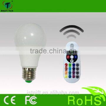High brightness E27 3w 5w rgbw led bulb with RF remote control light
