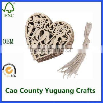 Love Heart Wooden Embellishments Wood Crafts Hanging Ornaments photo-2