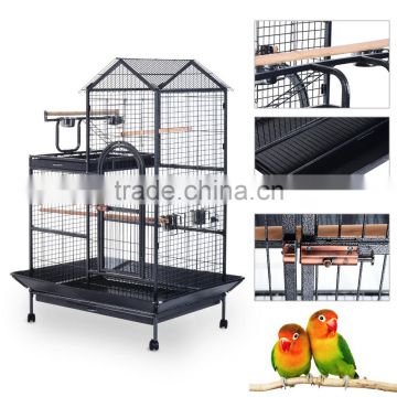 Large Metal Angel Parrot Play Top Cage with Wheels - Black