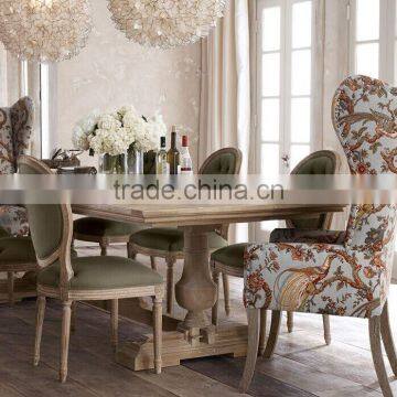 French Country Style Wooden Dining Room Set, Vintage and Retro Solid Wood Long Dinning Table and Chairs Set (BF01-X1161) photo-2