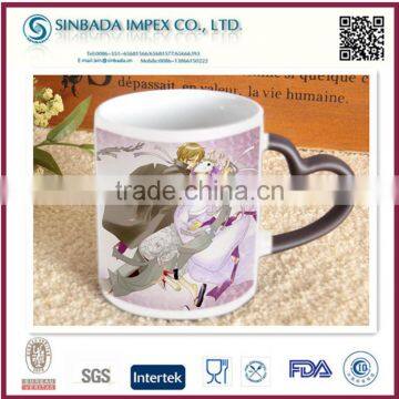 heart shape color changing thermal mug with nice cartoon design