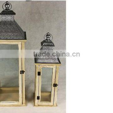 India large wood lantern | Large decorative lantern set of 2 pcs | Christmas Decorative lantern for outdoor and indoor in wood