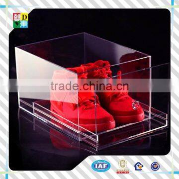 2015 transperant acrylic shoe box with lid simple design hot sale acrylic shoe display case acrylic nike shoe case