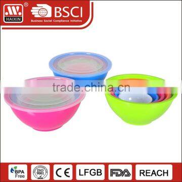 5PCS Stocked Food and vegetable storage plastic salad bowl with lid and handle