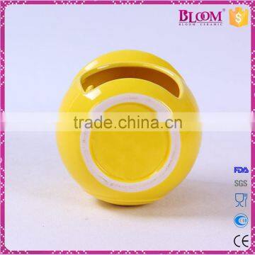 Yellow Ceramic Round Craft Ceramic Incense Burner photo-6
