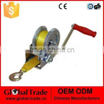 Geared Hand Winch 1200lbs / 540kg Capacity With Webbing Strap New Tool , Manual Winches T0054