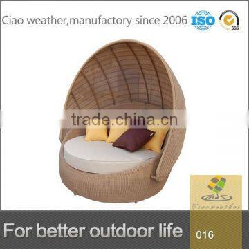 Rattan outdoor furniture garden round sofa with canopy