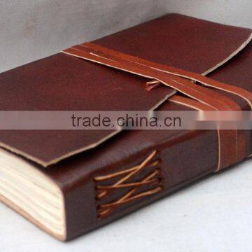 Handmade Vintage Strip Closer Torn Flap Leather Journal photo-3