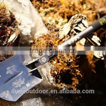 Unique Outdoor Multifunction Fishing Tool Knife Shovel Hammer Fire Flint Flashlight