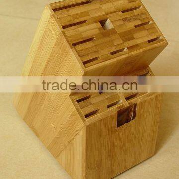 19- Slots Solid Bamboo Knife block, Stand, holder