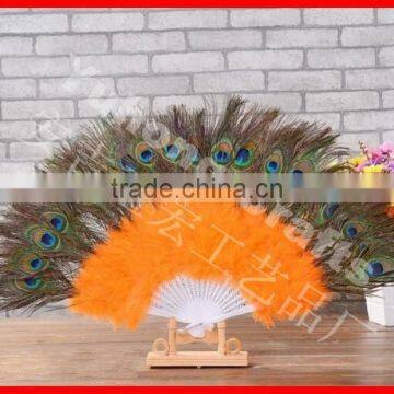 Colorful Plastic Peacock Feather Hand Fan photo-3