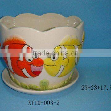 Handmade ceramic fish pot