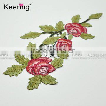 Nice Custom Iron On Flower Embroidery Patch For Garment/Caps From Keering WEF-756 photo-2