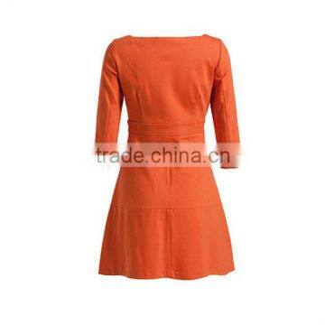 Hot Sale Promotion Products Ladies' Loose Fit A-line Square Necked 3/4 Sleeve Fashionable Dress for Fat Women photo-3