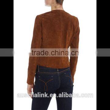 New Arrival High Qualiy Lady Winter Long Sleeve Brown Suede Jacket photo-2