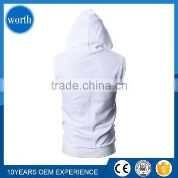 2017 Slim Fit Mens Hoodies Sleeveless Zip-up Hooded Vest With Zipper Trim photo-3