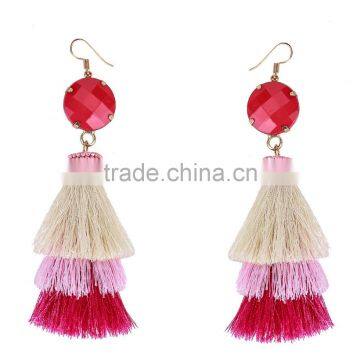 Bohemian Multilayer Tassel With Resin Gems Dangle Earrings for Women photo-2