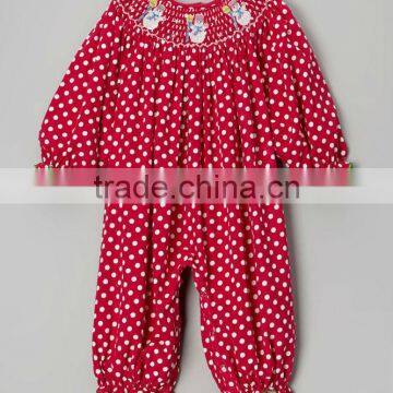 Hot Pink Polka Dot Smocked Snow Men Playsuit