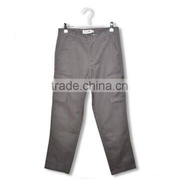 grey cargo pants 100% cotton with flap and bellows pockets