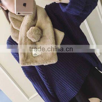 High Quality 2017 Early Spring Girl Muffler Solid Color Fake Rabbit Fur With Post Stamp Woven Lable Teenager School Scarf photo-2