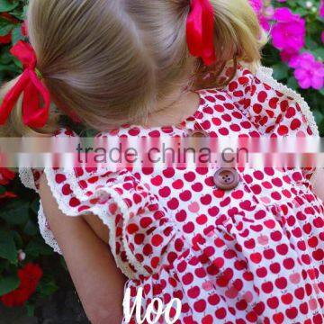 Apple Printed Lace Ruffles Sleeves Girls Party Dresses Best Selling Products 2017 In USA photo-4