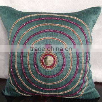 Grey Beaded Pillow, Grey Decorative Pillow, Grey Magenta Pillow, Grey Cushion, Floor Pillow, Grey Throw Pillow Sofa Toss