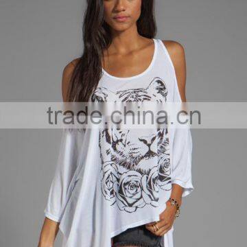 Silk Screen Printing Open Shoulder Tank Top