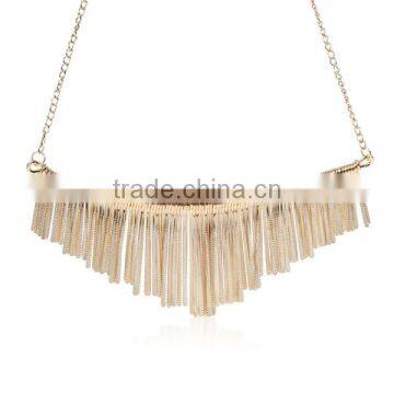 New Fashion Long Link Curb Chain Golden Tassel Pendant Sweater Necklace