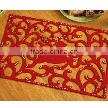 Red Deer Reindeer Felt Fabric Christmas Placemat