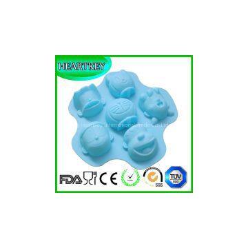 100% Food Grade 6-Cavity Doraemon Family Portraits Silicone Cake Soap Chocolate Decoration Mold photo-3
