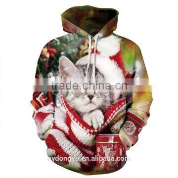 Christmas cat ribbon 3D pinted hoodies/md dog unisex 3D printed sweatshirt hoodies/hot sell Christmas 3D hoodies