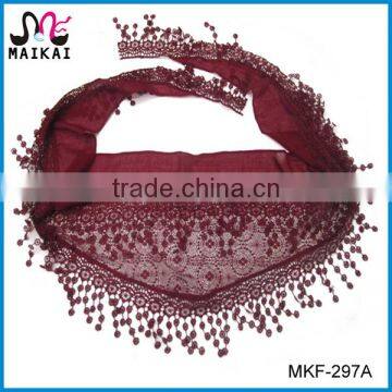 Latest new fashion small neck lace scarf factory china