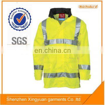 Hi Vis 300D polyester rain Breathe Rain reflective security jacket with 3M tape