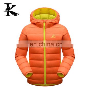 Kid zip up hood jacket orange windbreaker warm outdoor down jacket