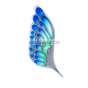 Latest design enamel gradients feather matte pendant sterling silver Necklace